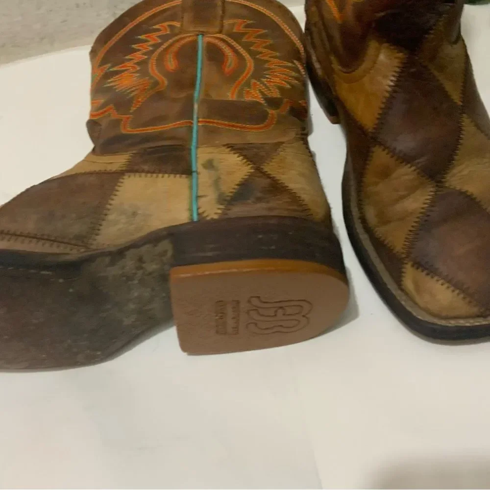Anderson Bean Crazy Train Western Boots Patchwork 1053 Youth/Kids Size 12
